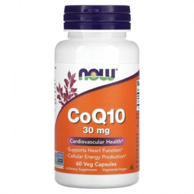 NOW Foods, коэнзим Q10, 30 мг, 60 вегетарианских капсул / Коэнзим Q10 (CoQ10) | Аптека | V4.Ru: Маркетплейс