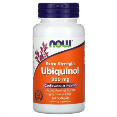 NOW Foods, убихинол, усиленное действие, 200 мг, 60 капсул / Ubiquinol, CoQ10 | Аптека | V4.Ru: Маркетплейс