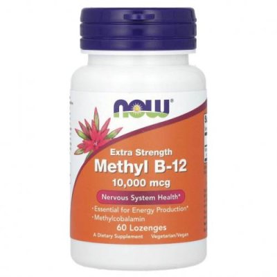 NOW Foods, Extra Strength Methyl B-12, 10,000 mcg, 60 Lozenges / B12 | Аптека | V4.Ru: Маркетплейс