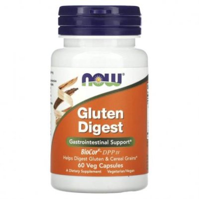 NOW Foods, Gluten Digest, добавка для переваривания глютена, 60 растительных капсул / Препараты с глютеном | Аптека | V4.Ru: Маркетплейс