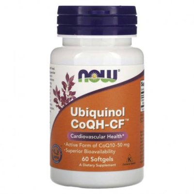 NOW Foods, Убихинол CoQH-CF, 60 гелевых капсул / Ubiquinol, CoQ10 | Аптека | V4.Ru: Маркетплейс