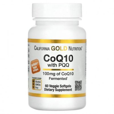 California Gold Nutrition, коэнзим Q10 с пирролохинолинхиноном (PQQ), 100 мг, 60 растительных капсул / Коэнзим Q10 (CoQ10) | Аптека | V4.Ru: Маркетплейс