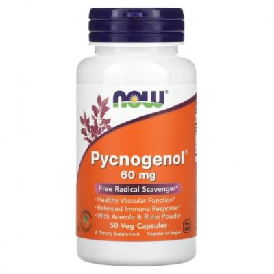 NOW Foods, Pycnogenol (пикногенол), 60 мг, 50 растительных капсул / Пикногенол | Аптека | V4.Ru: Маркетплейс