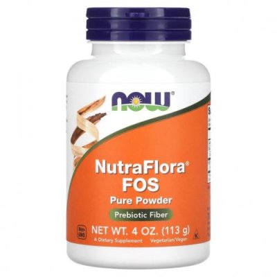 NOW Foods, NutraFlora, ФОС (фруктоолигосахарид), чистый порошок, 113 г (4 унции) / Пребиотическое волокно (инулин) | Аптека | V4.Ru: Маркетплейс