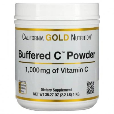 California Gold Nutrition, Buffered Gold C, некислый буферизованный витамин C в форме порошка, аскорбат натрия, 1000 мг, 1 кг (2,2 фунта) / Аскорбат натрия | Аптека | V4.Ru: Маркетплейс