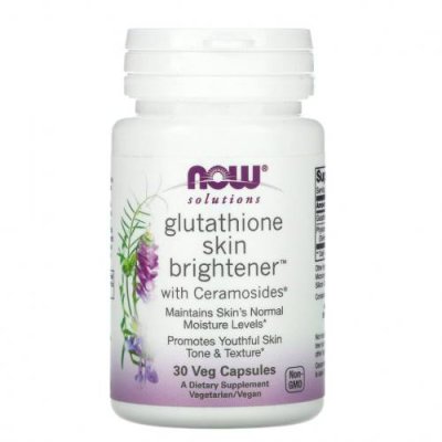 NOW Foods, Solutions, Glutathione Skin Brightene, осветляющее средство для кожи с глутатионом, 30 вегетарианских капсул / Препараты для волос, кожи и ногтей | Аптека | V4.Ru: Маркетплейс