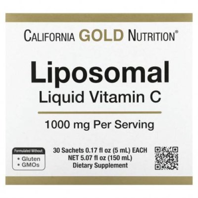 California Gold Nutrition, липосомальный витамин C в жидкой форме, 1000 мг, 30 пакетиков по 5 мл (0,17 жидк. унции) / Липосомальный витамин С | Аптека | V4.Ru: Маркетплейс