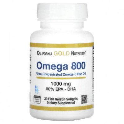 California Gold Nutrition, омега 800, рыбий жир фармацевтической степени чистоты, 80% ЭПК/ДГК, в форме триглицеридов, 1000 мг, 30 рыбно-желатиновых капсул / Рыбий жир омега-3 | Аптека | V4.Ru: Маркетплейс