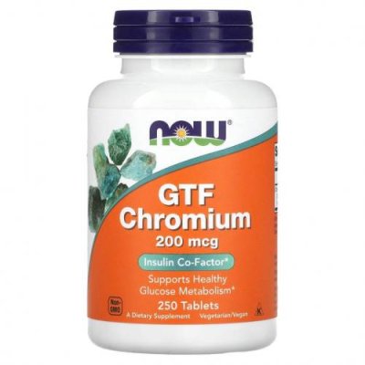 NOW Foods, GTF Chromium, 200 мкг, 250 таблеток / Хром | Аптека | V4.Ru: Маркетплейс