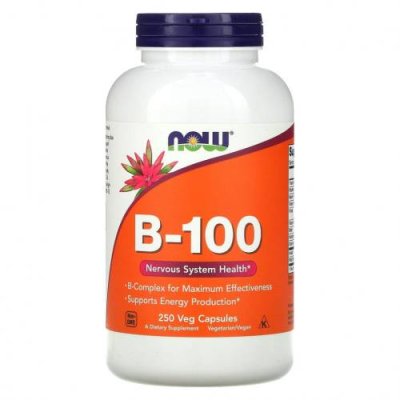 NOW Foods, B-100, 250 растительных капсул / Витамин B | Аптека | V4.Ru: Маркетплейс