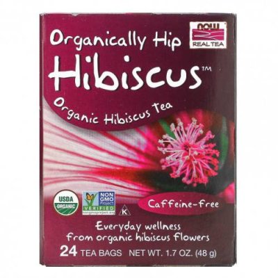 NOW Foods, Real Tea, Organically Hip Hibiscus Tea, чай каркаде, без кофеина, 24 чайных пакетика, 48 г (1,7 жидк. унции) / Травяной чай | Аптека | V4.Ru: Маркетплейс