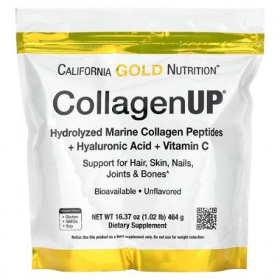 California Gold Nutrition, CollagenUP, морской гидролизованный коллаген, гиалуроновая кислота и витамин C, без вкусовых добавок, 464 г (16,37 унции) / Коллаген, добавки | Аптека | V4.Ru: Маркетплейс