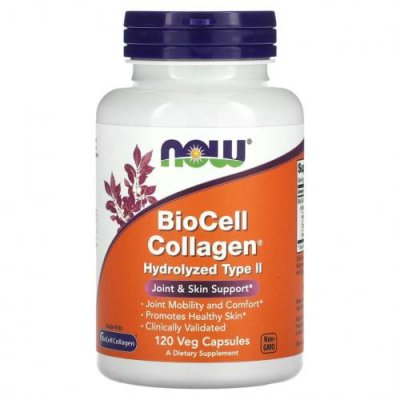 NOW Foods, BioCell Collagen, гидролизованный тип 2, 120 растительных капсул / Коллаген, добавки | Аптека | V4.Ru: Маркетплейс