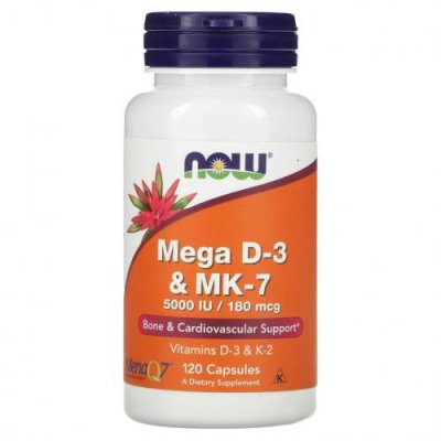 NOW Foods, Mega D-3 и MK-7, 120 капсул / D3 (холекальциферол) | Аптека | V4.Ru: Маркетплейс