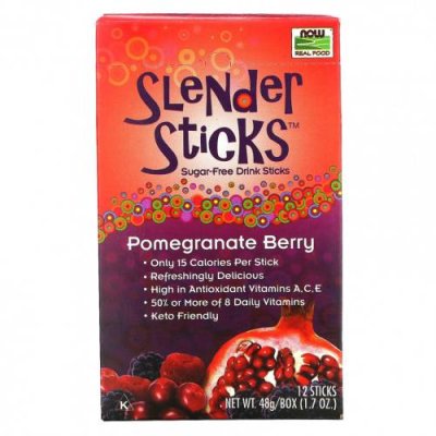 NOW Foods, Real Food, Slender Sticks, со вкусом граната и ягод, 12 стиков, по 4 г (0,14 унции) / Сливки и усилители вкуса | Аптека | V4.Ru: Маркетплейс