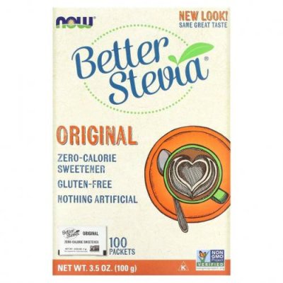 NOW Foods, Original Better Stevia, подсластитель, не содержащий калорий, 100 пакетиков, 100 г (3,5 унции) / Стевия | Аптека | V4.Ru: Маркетплейс