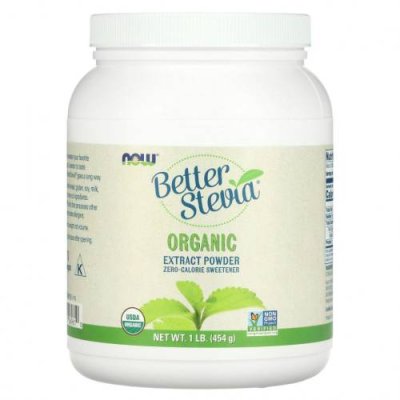 NOW Foods, Better Stevia, Organic Extract Powder, 1 фунт (454 г) / Стевия | Аптека | V4.Ru: Маркетплейс