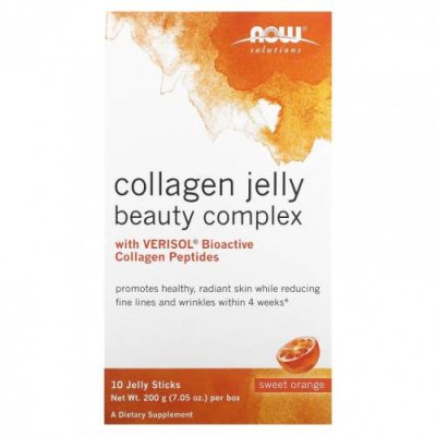 NOW Foods, Solutions, Collagen Jelly Beauty Complex, сладкий апельсин, 10 желейных палочек, 20 г (0,705 унции) / Коллаген, добавки | Аптека | V4.Ru: Маркетплейс