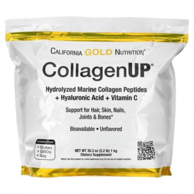 California Gold Nutrition, CollagenUP, гидролизованные пептиды морского коллагена с гиалуроновой кислотой и витамином C, без добавок, 1 кг (2,2 фунта) / Коллаген, добавки | Аптека | V4.Ru: Маркетплейс