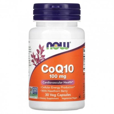 NOW Foods, CoQ10, 100 мг, 30 растительных капсул / Коэнзим Q10 (CoQ10) | Аптека | V4.Ru: Маркетплейс