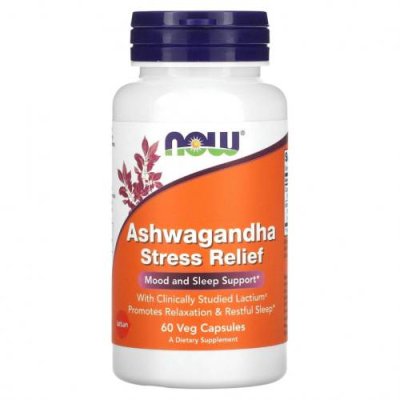 NOW Foods, Ashwagandha Stress Relief`` 60 растительных капсул / Ашваганда | Аптека | V4.Ru: Маркетплейс