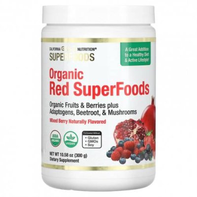 California Gold Nutrition, SUPERFOODS, органические красные суперфуды, ягодное ассорти, 300 г (10,58 унции) / Фруктовые смеси | Аптека | V4.Ru: Маркетплейс