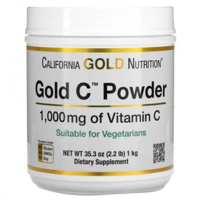 California Gold Nutrition, Gold C, витамин C в порошке, 1000 мг, 1 кг (2,2 фунта) / Аскорбиновая кислота | Аптека | V4.Ru: Маркетплейс