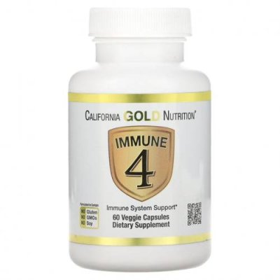 California Gold Nutrition, Immune 4, средство для укрепления иммунитета, 60 вегетарианских капсул / Витамин С | Аптека | V4.Ru: Маркетплейс