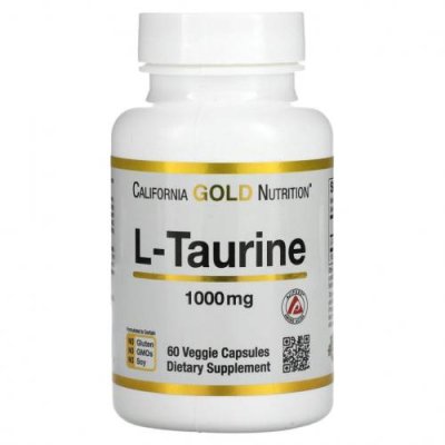 California Gold Nutrition, L-таурин, AjiPure, 1000 мг, 60 растительных капсул / L-таурин | Аптека | V4.Ru: Маркетплейс