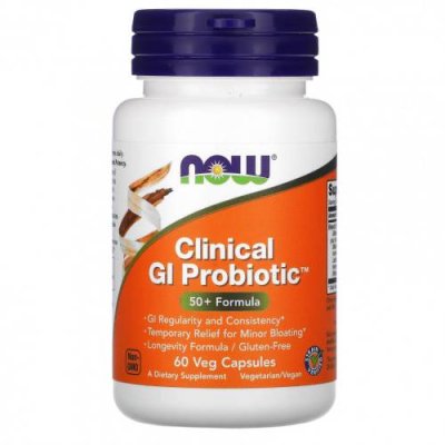 NOW Foods, Clinical GI Probiotic, смесь пробиотиков для пищеварения, для людей старше 50 лет, 60 растительных капсул / Пробиотики | Аптека | V4.Ru: Маркетплейс