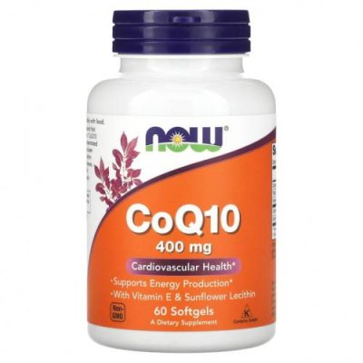 NOW Foods, коэнзим Q10, 400 мг, 60 капсул / Коэнзим Q10 (CoQ10) | Аптека | V4.Ru: Маркетплейс