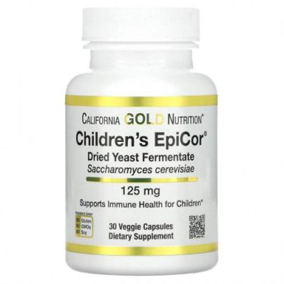 California Gold Nutrition, EpiCor, для детей, 125 мг, 30 растительных капсул / EpiCor | Аптека | V4.Ru: Маркетплейс