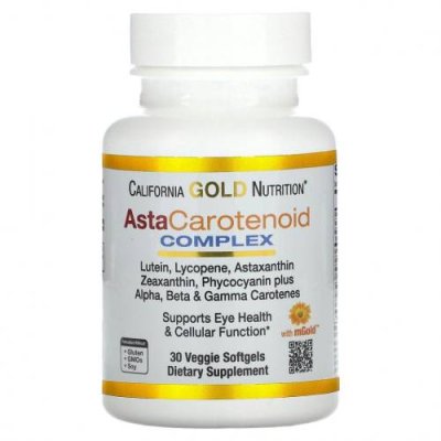 California Gold Nutrition, AstaCarotenoid, комплекс с лютеином, ликопином и астаксантином, 30 растительных мягких таблеток / Астаксантин | Аптека | V4.Ru: Маркетплейс