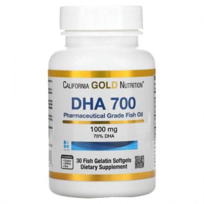 California Gold Nutrition, DHA 700, рыбий жир фармацевтической степени чистоты, 1000 мг, 30 рыбно-желатиновых капсул / ДГК | Аптека | V4.Ru: Маркетплейс