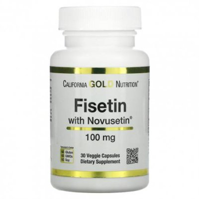 California Gold Nutrition, Fisetin with Novusetin, физетин, 100 мг, 30 растительных капсул / Физетин | Аптека | V4.Ru: Маркетплейс