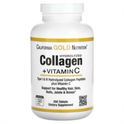 California Gold Nutrition, пептиды гидролизованного коллагена с витамином C, тип 1 и 3, 250 таблеток / Коллаген, добавки | Аптека | V4.Ru: Маркетплейс