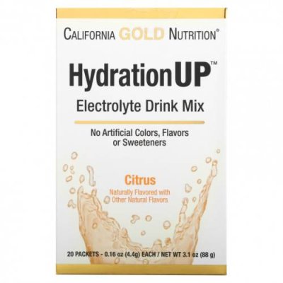 California Gold Nutrition, HydrationUP, смесь для приготовления электролитического напитка, цитрус, 20 пакетиков по 4,4 г (0,16 унции) / Гидратация и электролиты | Аптека | V4.Ru: Маркетплейс