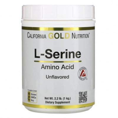 California Gold Nutrition, L-серин, AjiPure, порошок без ароматизаторов, 1 кг (2,2 фунта) / L-серин | Аптека | V4.Ru: Маркетплейс