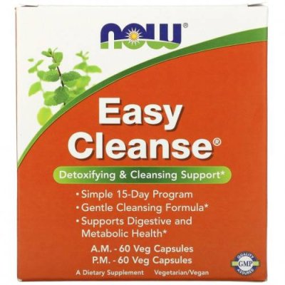 NOW Foods, Easy Cleanse, 2 флакона,по 60 растительных капсул в каждом / Препараты на основе трав | Аптека | V4.Ru: Маркетплейс