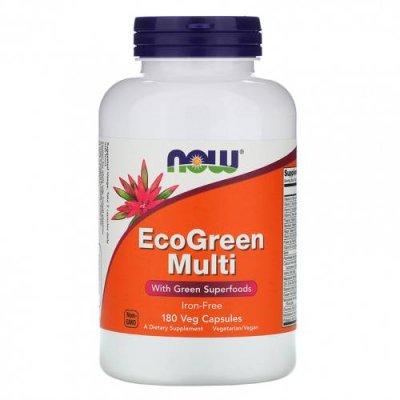 NOW Foods, Мультивитамины EcoGreen, без железа, 180 растительных капсул / Мультивитамины | Аптека | V4.Ru: Маркетплейс