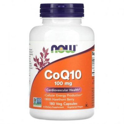 NOW Foods, CoQ10 с ягодами боярышника, 100 мг, 180 растительных капсул / Коэнзим Q10 (CoQ10) | Аптека | V4.Ru: Маркетплейс