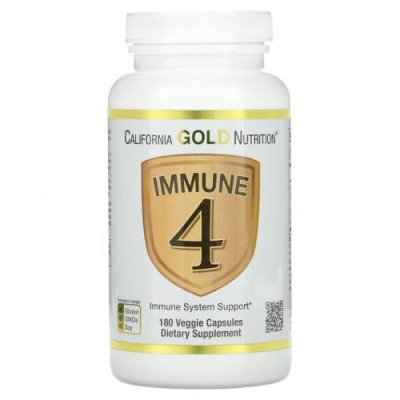 California Gold Nutrition, Immune 4, средство для укрепления иммунитета, 180 растительных капсул / Аскорбиновая кислота | Аптека | V4.Ru: Маркетплейс