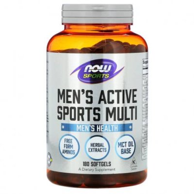 NOW Foods, Sports, Men's Active Sports Multi, комплекс витаминов для мужчин, 180 капсул / Мужские мультивитамины | Аптека | V4.Ru: Маркетплейс