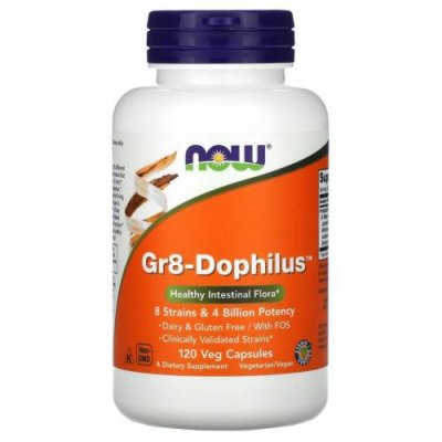 NOW Foods, Gr8-Dophilus, 120 вегетарианских капсул / Пробиотики | Аптека | V4.Ru: Маркетплейс