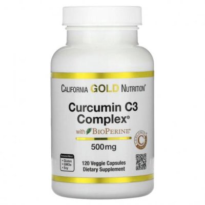 California Gold Nutrition, Curcumin C3 Complex с экстрактом BioPerine, 500 мг, 120 растительных капсул / Куркума и куркумин | Аптека | V4.Ru: Маркетплейс