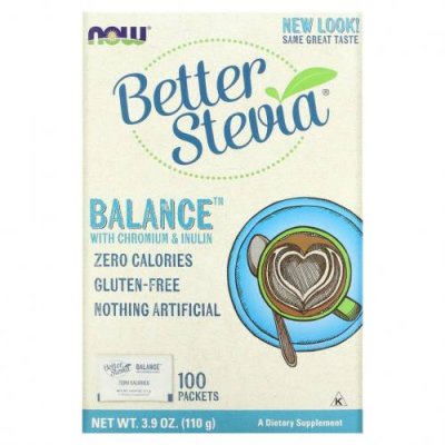 NOW Foods, Better Stevia, Balance, с хромом и инулином, 100 пакетиков по 1,1 г / Стевия | Аптека | V4.Ru: Маркетплейс