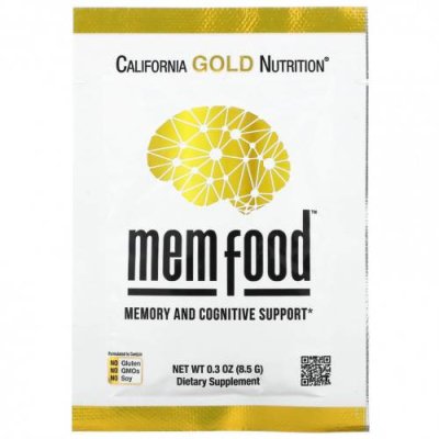 California Gold Nutrition, MEM Food, для поддержки памяти и когнитивных функций, индивидуальная упаковка, 8,5 г (0,3 унции) / Куркума и куркумин | Аптека | V4.Ru: Маркетплейс