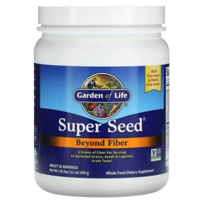 Garden of Life, Super Seed, больше чем клетчатка, 600 г (1 фунт 5 унций) / Волокнистые смеси | Аптека | V4.Ru: Маркетплейс