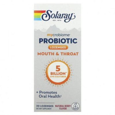 Solaray, Mycrobiome Probiotic, Mouth and Throat, со вкусом ягод, 5 млрд, 30 леденцов / Пробиотики | Аптека | V4.Ru: Маркетплейс