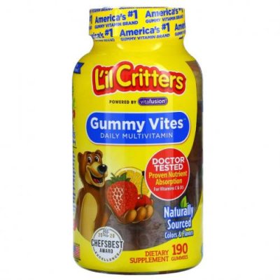 L'il Critters, Gummy Vites, ежедневные мультивитамины, 190 жевательных мармеладок / Детские мультивитамины | Аптека | V4.Ru: Маркетплейс